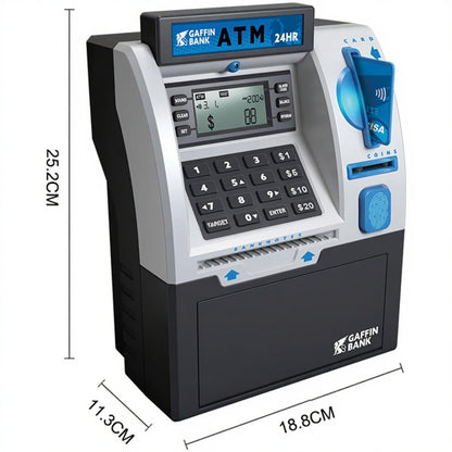 Smart ATM Piggy Bank for Kids - Real Money Safe, Coin Recognition & Bill Feeder